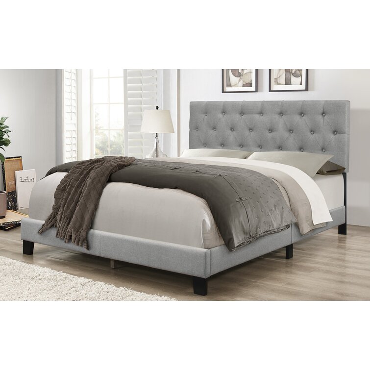 Carlie tufted upholstered low deals profile standard bed